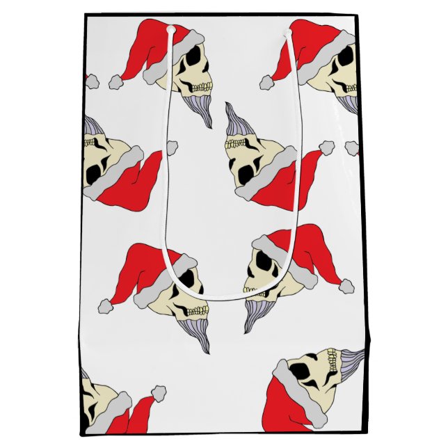 Crânes de Noël avec Sac à cadeaux de Noël Blanc (Dos)