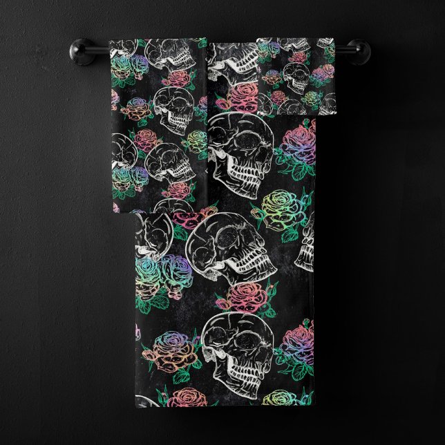 Crânes et Roses Ombre | Gothique Glam Pastel Grung (Créateur téléchargé)