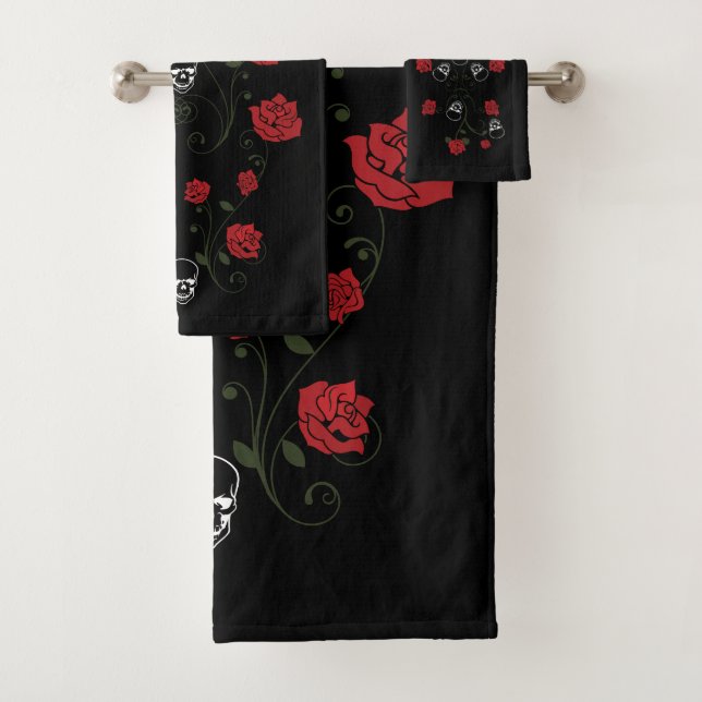 Crânes et roses rouges (En situation)