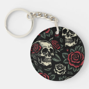 Crânes et roses rouges Floral gothique