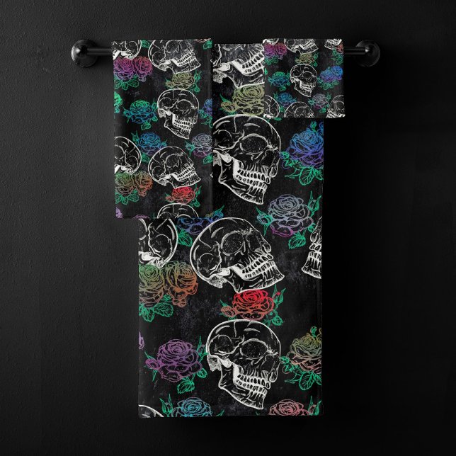 Crânes et Roses sombres | Funky Glam Ombre Grunge (Créateur téléchargé)