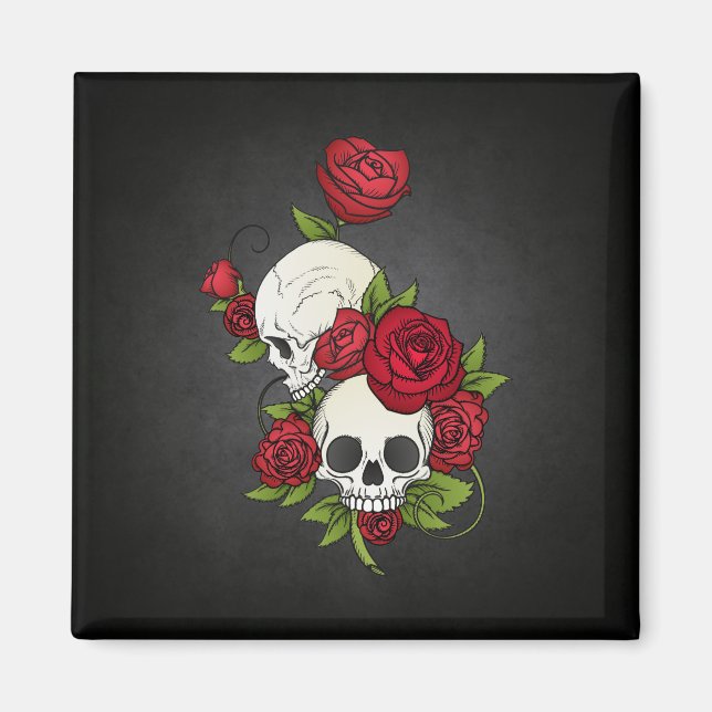 Crânes florales Dia de los Muertos | Magnet (Devant)