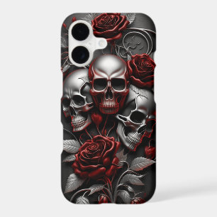 Crânes gothiques Roses rouges