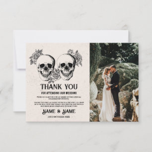 Crânes Halloween Merci Carte photo Mariage