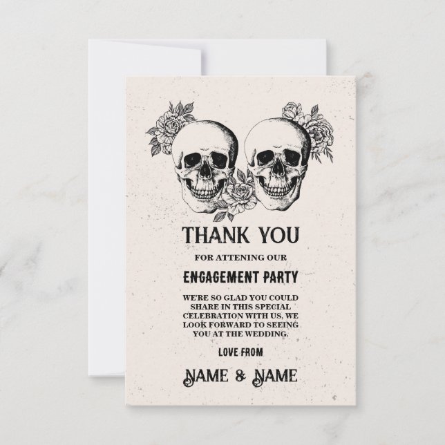 Crânes Halloween Merci Mariage carte rustique (Devant)