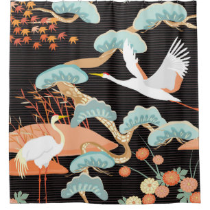 Cranes, herons: Japanese bird pattern.