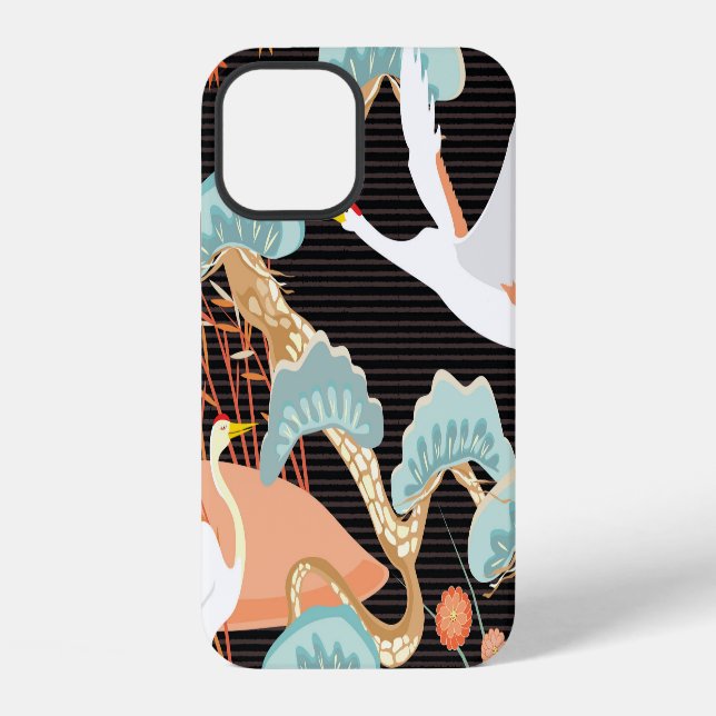 Cranes, herons: Japanese bird pattern. iPhone Case (Back)