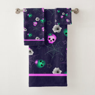 Crânes lumineux rose et vert pour Halloween