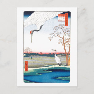 Cranes Minowa Kanasugi Mikawashima Hiroshige Fine Postcard