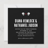 Crânes noirs Faire-part de mariage Goth