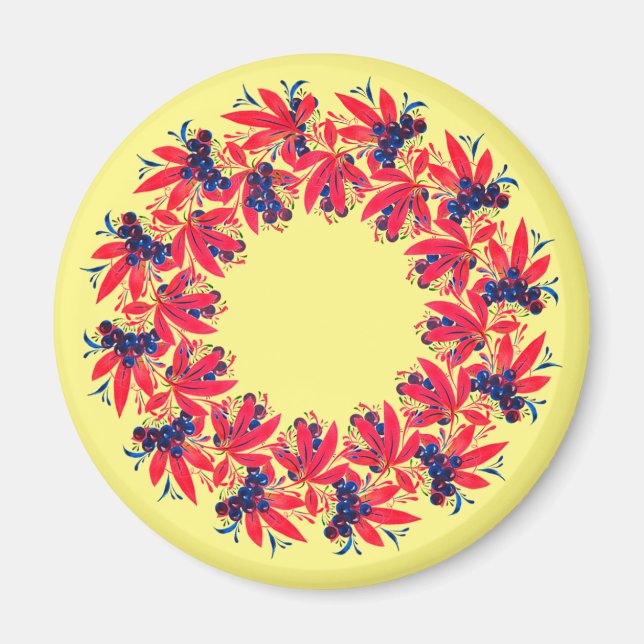 Cranes of grapes and leaves magnet (Front)