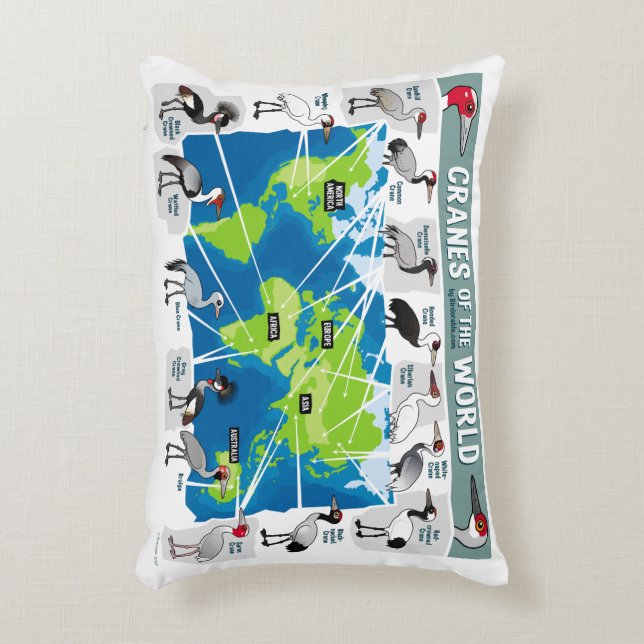 Cranes of the World Accent Pillow (Front(Vertical))