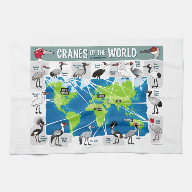 Cranes of the World Kitchen Towel (Horizontal)