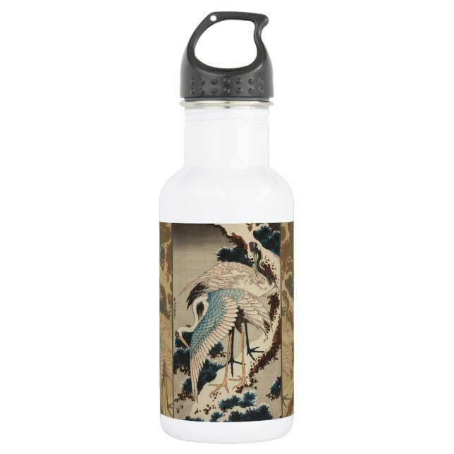 Cranes on a Snow Covered Pine Hokusai 532 Ml Water Bottle (Front)