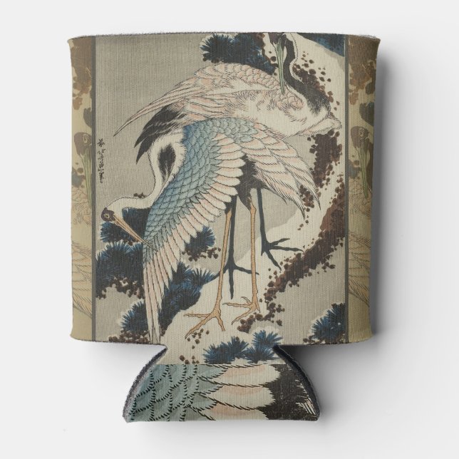 Cranes on a Snow Covered Pine Hokusai Can Cooler (Front)
