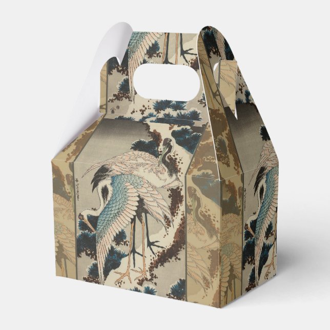 Cranes on a Snow Covered Pine Hokusai Favor Box (Front Side)