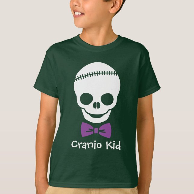 Cranio Kid Boy Skull with Purple Bowtie T-Shirt (Front)