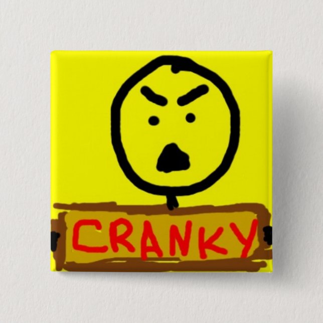 Cranky 2 Inch Square Button (Front)