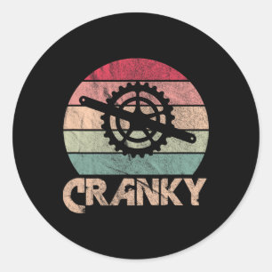 Cranky Bike Biking Cycling Bicycle Tire Retro  Classic Round Sticker