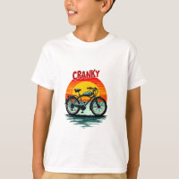 Cranky Biker Tee: Vintage Sunset and ageless Bike