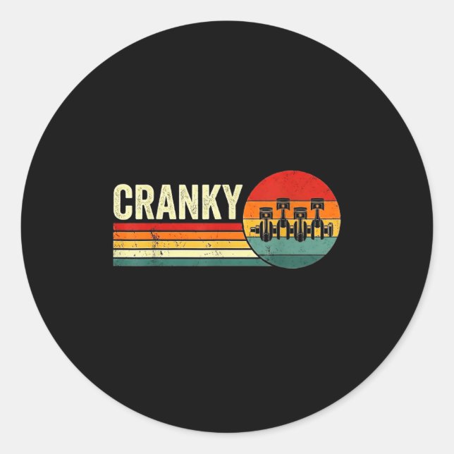 Cranky Car Engine Crankshaft Fathers Day Dad Men H Classic Round Sticker (Front)