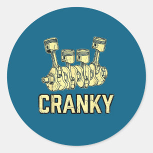 Cranky Car Engine Crankshaft Fathers Day Dad Men H Classic Round Sticker