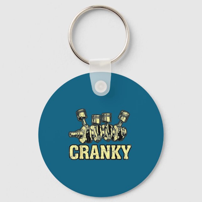 Cranky Car Engine Crankshaft Fathers Day Dad Men H Keychain (Front)