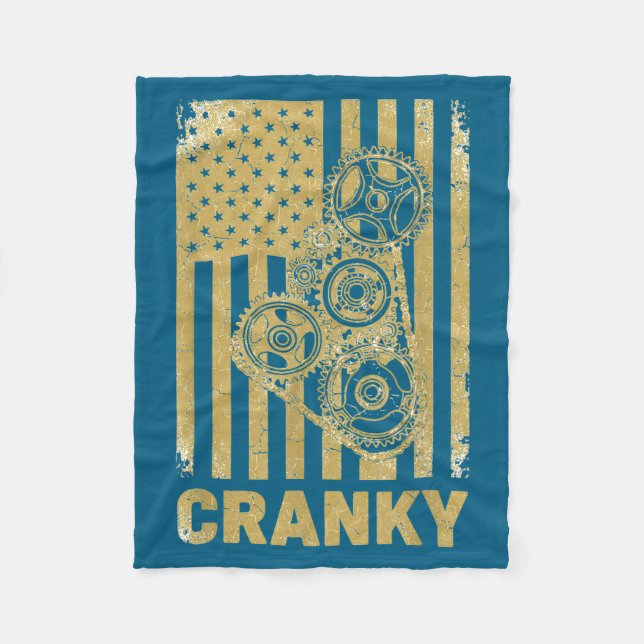 Cranky Car Engine Crankshaft Lover Mechanics Fathe Fleece Blanket (Front)
