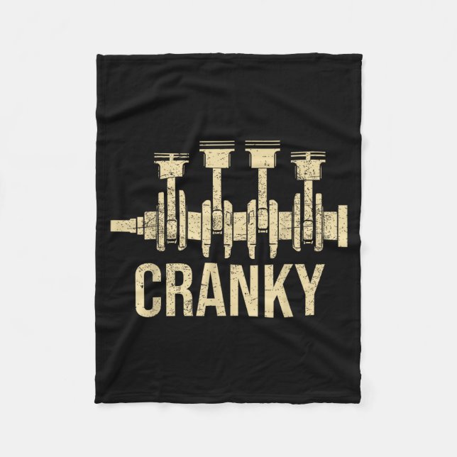 Cranky Car Engine Crankshaft Lover Mechanics Fathe Fleece Blanket (Front)