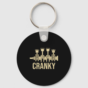 Cranky Car Engine Crankshaft Lover Mechanics Fathe Keychain