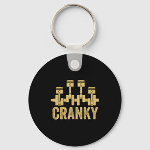 Cranky Car Engine Crankshaft Lover Mechanics Fathe Keychain