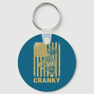 Cranky Car Engine Crankshaft Lover Mechanics Fathe Keychain