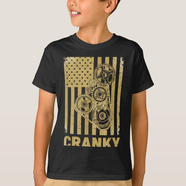 Cranky Car Engine Crankshaft Lover Mechanics Fathe T-Shirt (Front)