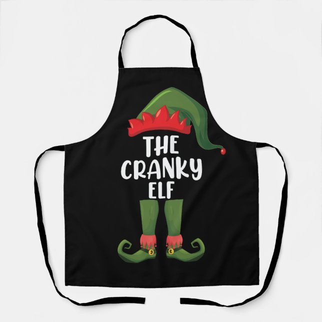 Cranky Elf Family Matching Group Christmas Apron (Front)