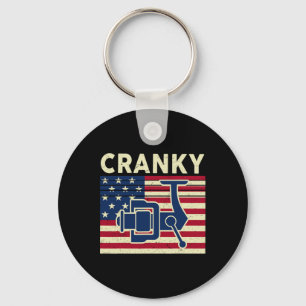 Cranky Fishing-shirt 4th Of July Usa Flag Funny B Keychain