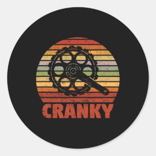 Cranky Funny Bicycle Lover Crank Cycling Biker Mou Classic Round Sticker