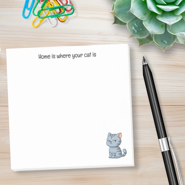 Cranky Grey Tabby Cat Custom Text Post-it Notes (Creator Uploaded)