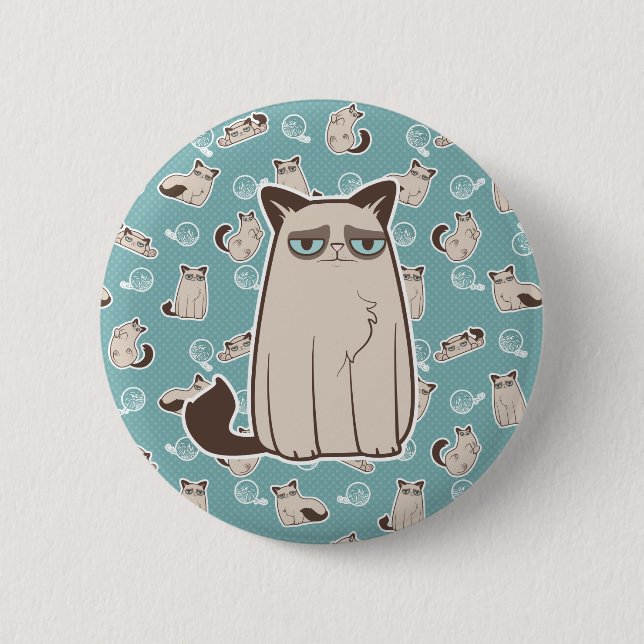 Cranky Kitty Cat Standing 2 Inch Round Button (Front)