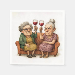 Cranky Old Ladies With Red Wine Napkin