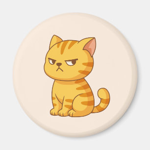 Cranky Orange Tabby Cat Beige Magnet