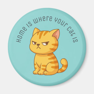 Cranky Orange Tabby Cat Custom Text Green Magnet