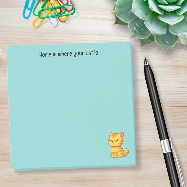 Cranky Orange Tabby Cat Custom Text on Green Post-it Notes (Creator Uploaded)