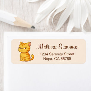 Cranky Orange Tabby Cat on Beige