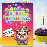 Cranky Pig Birthdays Are Overrated Funny Birthday Card<br><div class="desc">Add some humour to their birthday with this laugh-out-loud card featuring a cranky pig in a party hat declaring, "Birthdays Are Overrated!" Bursting with vibrant balloons, confetti, and cheeky charm, this card is perfect for anyone who loves a playful jab at birthday traditions. The inside message keeps the fun going,...</div>