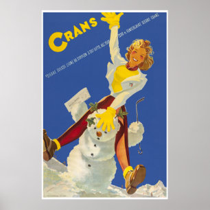 Crans - le Montana, Suisse, affiche de voyage de