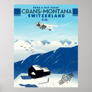 Crans-montana Switzerland ski poster