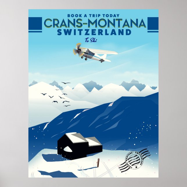 Crans-montana Switzerland ski poster (Front)