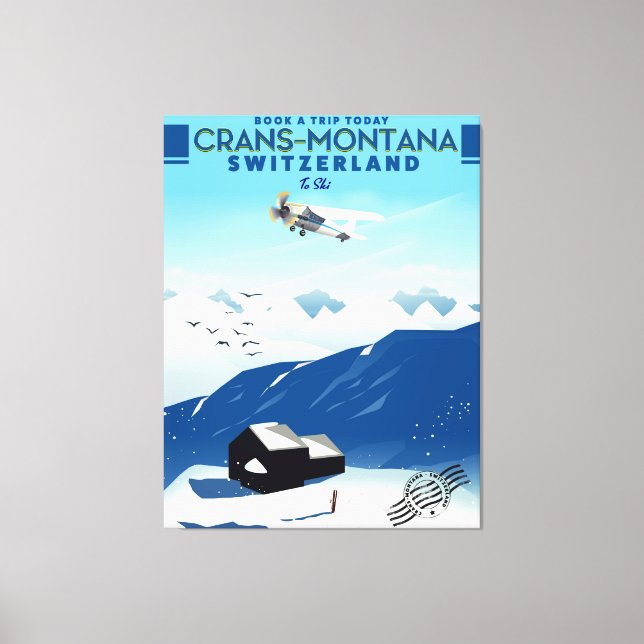 crans-montana Switzerland ski poster Canvas Print (Front)