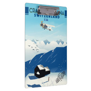 crans-montana Switzerland ski poster Clipboard