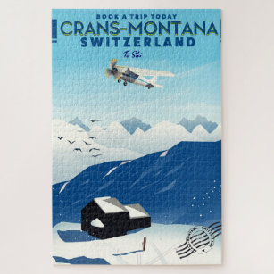 crans-montana Switzerland ski poster Jigsaw Puzzle